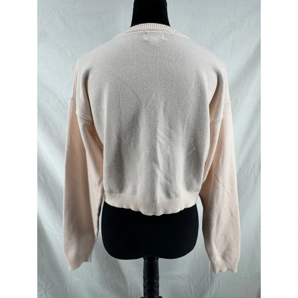 Riley & Rae Pink Floral Embroidered Cropped Cardigan Sweater XL Cottagecore - Picture 2 of 5